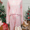 Pink Christmas Tree Nutcracker Print 2pcs Lounge Pant Set