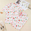 Pink Christmas Spirit Cute Holiday Print Short Sleeve Shirt and Pants 2pcs Pajama Set