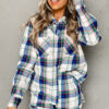 101729537-1fbdd14b9f4d1a06.jpg Blue Plaid Print Shirt and Shorts 2Pcs Lounge Set