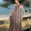 Women's Striped Dresses Summer Party Club A-line Dress Elegant Female Vintage  Off Shoulder One Piece Dress Clothes