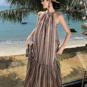 Women's Striped Dresses Summer Party Club A-line Dress Elegant Female Vintage  Off Shoulder One Piece Dress Clothes