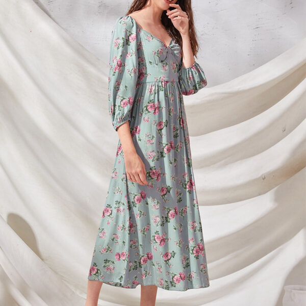 Western Celebrity Style Slim Floral Dress
