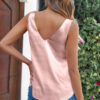 Pink Deep V Neck Loose Tank Top
