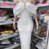 Luxury One-Shoulder Halter Neck Rhinestone Bowknot Fitted Bandage Dress