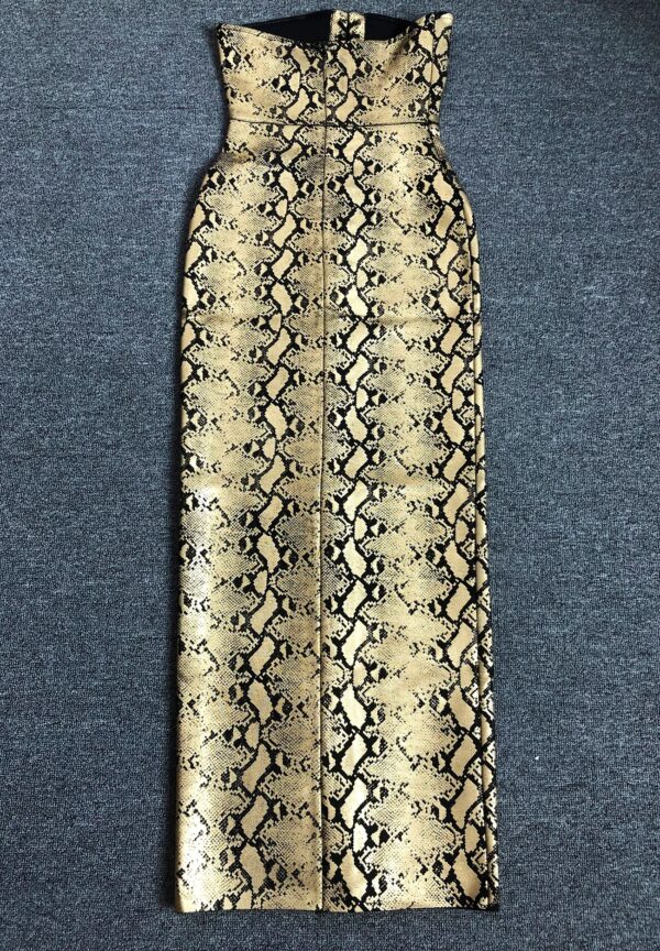 New Tight Lace up Gold Stamped Bandage Sexy Split Dress