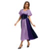Style Medieval Retro Color-block Spliced Tie-waist Flared Dress