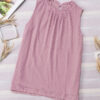 Pink Swiss Dot Sleeveless Ruffle Tank