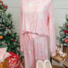 Pink Christmas Tree Nutcracker Print 2pcs Lounge Pant Set