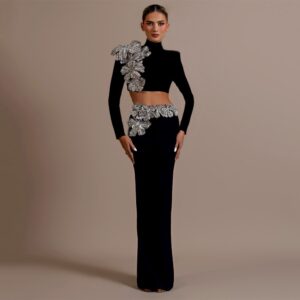 Bandage skirt set long skirt two-piece set party dress