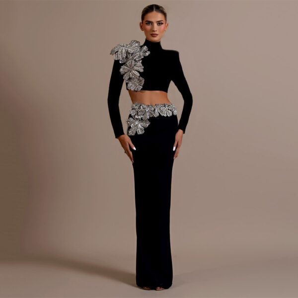 Bandage skirt set long skirt two-piece set party dress