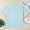 Beau Blue Plus Size Patriotic Bow Patchwork Graphic T-Shirt