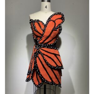 Fashionable irregular patchwork elegant beaded tight mini dress