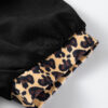Black Leopard Patchwork Zip Collared Short Puff Sleeve Shift Mini Dress