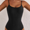 Dearlove Black Thin Strap Strappy Lace-up Open Back One Piece Swimsuit
