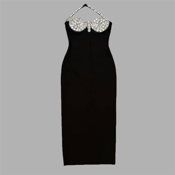 European and American sexy neck hanging bandage dress