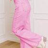 Pink Acid Wash High Waist Uneven Raw Hem Shift Jeans
