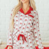White Santa & Stripes Ruffle PJ Set