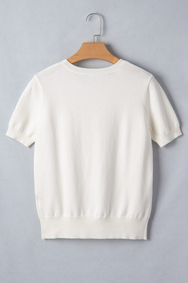White Wild West Horse Head Printed Short Sleeve Sweater
