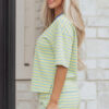 Yellow Stripe Drop Shoulder Boxy Casual Terry Short Set