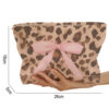Camel Ribbon Bow Leopard Print Ribbed Cloth Makeup Bag