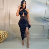 Halter Sequined Party Dress