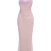 Sequins Backless Beaded Mesh Long Dress Slim Fit Celebrity Evening Party Gowns