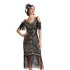 571134956 Gatsby Vintage Evening Dress 1920s Theme Party Sequin Fringe Dress