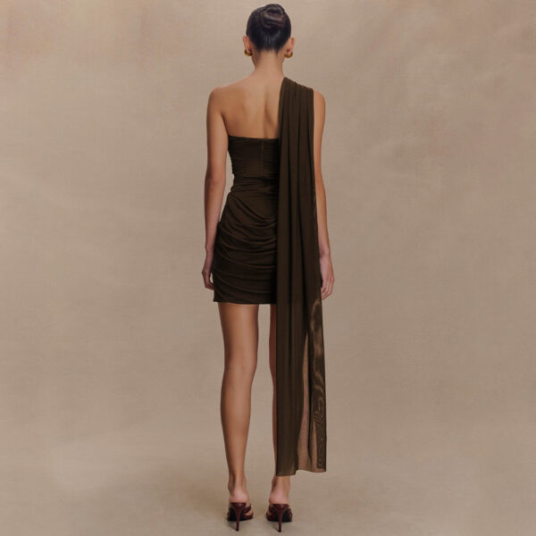 Sexy Bandage Pleated Dress with Strapless Design for Women