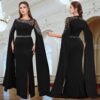 Cape sleeve evening gown dress