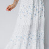 Sky Blue High Waist Tiny Floral Print Boho Maxi Skirt