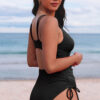 Green Adjustable Straps Ribbed Knit One Piece Swimsuit