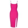 Chic Summer Dresses Women Sexy Square Collar Hot Pink Slip Mini Dress