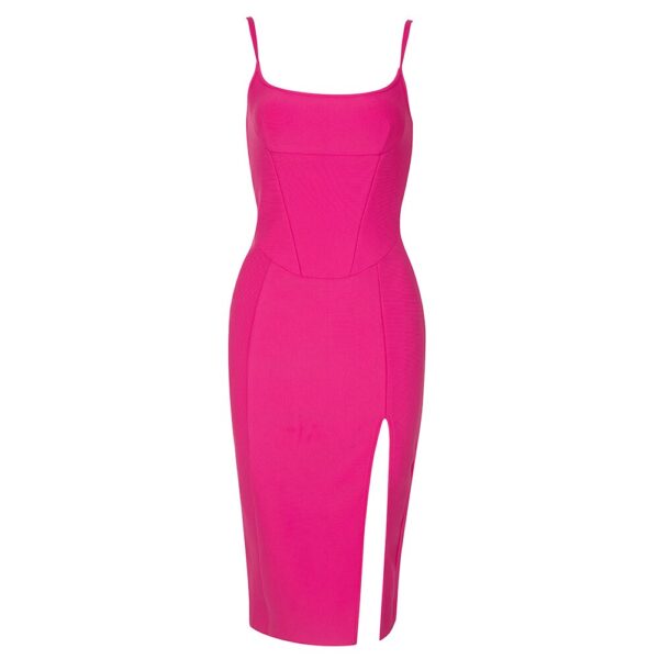 Chic Summer Dresses Women Sexy Square Collar Hot Pink Slip Mini Dress