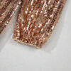 Gold Sequined Long Sleeve Cutout Back Mini Dress