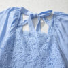 Beau Blue Flowy Short Sleeve Lace Detail Square Neck Tiered Midi Dress