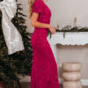 Pitaya Pink One Shoulder Thigh High Split Bodycon Sequin Gown