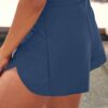 Black Solid Color 2-in-1 Drawstring Elastic Waist Swim Shorts