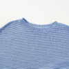 Sky Blue Stripe Patchwork Pleated High Waist Loose Mini Dress
