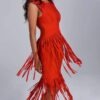 Backless fringe dress red sleeveless luxury bandage skirt hip-covering skirt