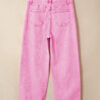 Pink Acid Wash High Waist Uneven Raw Hem Shift Jeans