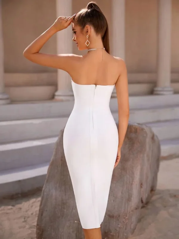 Diamond studded bra exposed backpack hip skirt bandaged dress