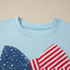 Beau Blue Plus Size Patriotic Bow Patchwork Graphic T-Shirt
