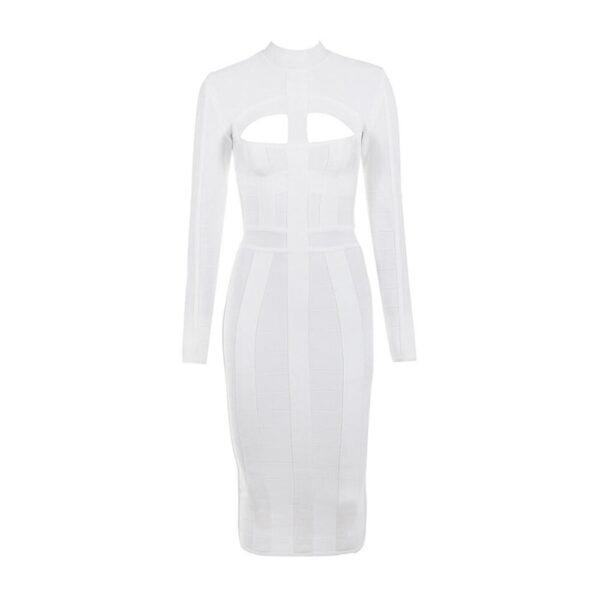 Long Sleeve Hollow Out Club Evening Party Midi Dress