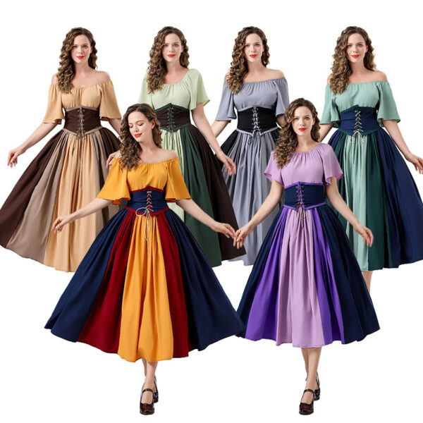 567616379 Patchwork Flutter Sleeves Princess Style Formal Gown Puffy Dress