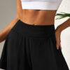 Black Solid Color High Waist Wide Leg Swim Bottom