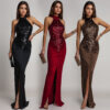 Fashion Women's Sexy Fitted Sequin Velvet Split Dress