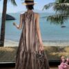 Women's Striped Dresses Summer Party Club A-line Dress Elegant Female Vintage  Off Shoulder One Piece Dress Clothes