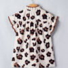 Khaki Leopard Printed Ruffle Sleeve Summer Blouse