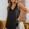 Pink Deep V Neck Loose Tank Top