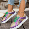 Dearlove Gold Glitter Star Patchwork PU Leather Lace-up Sneakers